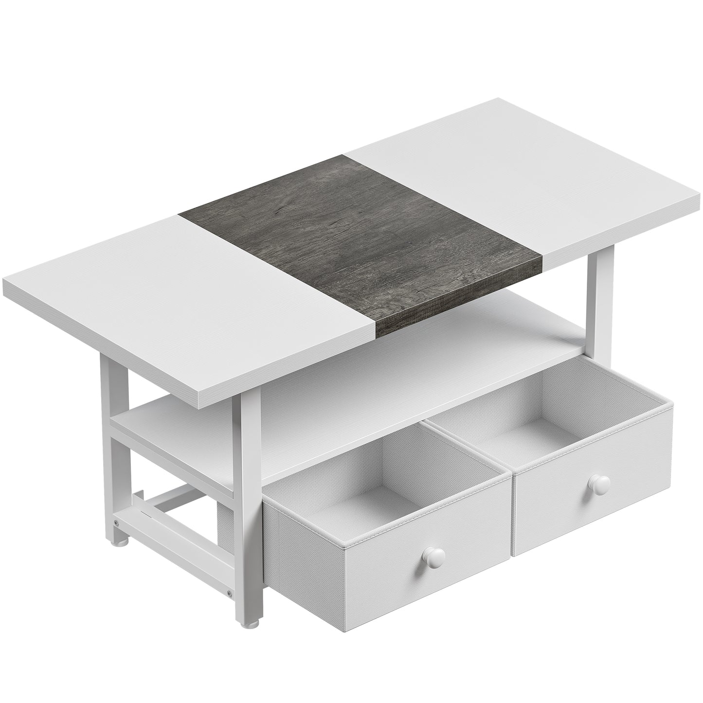 WOWLIVE Farmhouse Wood Coffee Table, Small Cocktail Table with 2 Drawers