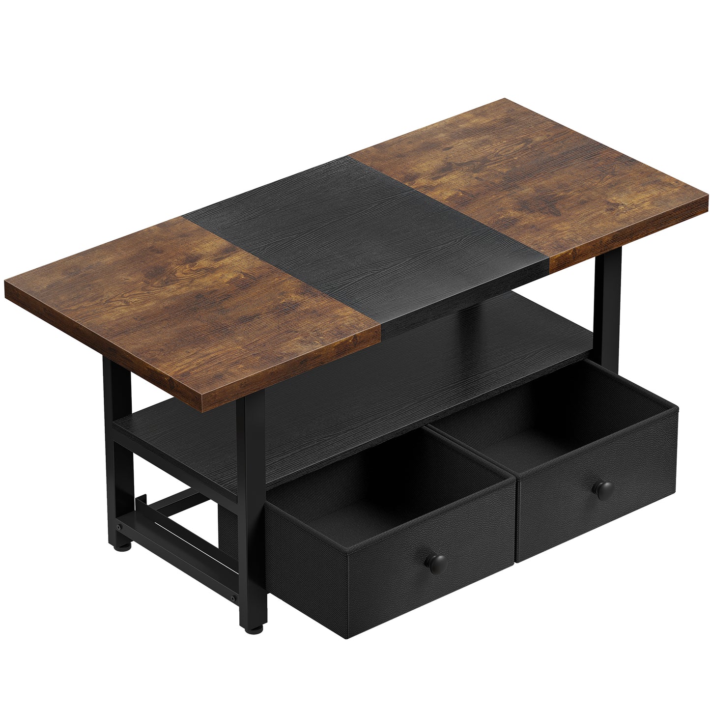 WOWLIVE Farmhouse Wood Coffee Table, Small Cocktail Table with 2 Drawers
