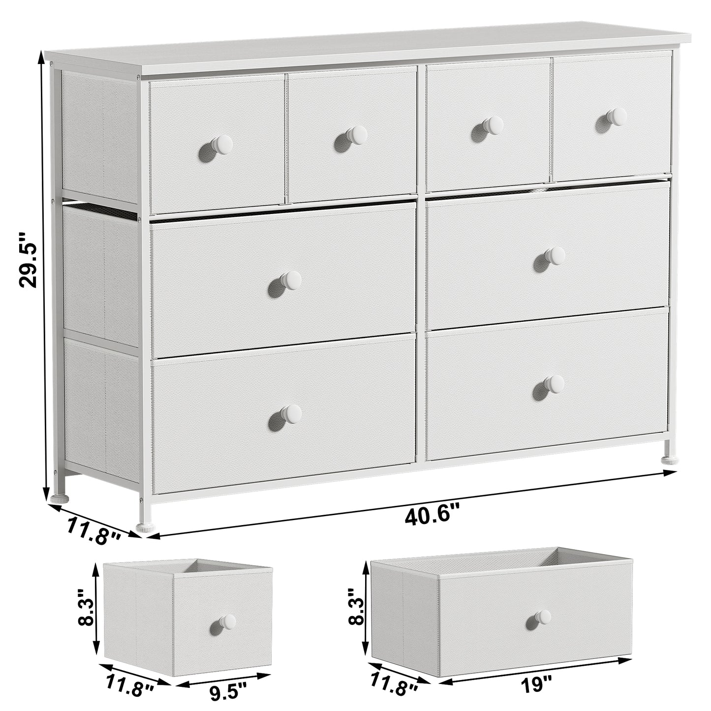 WOWLIVE 8-drawer Dresser, Fabric Storage, Chest of Drawers for Bedroom
