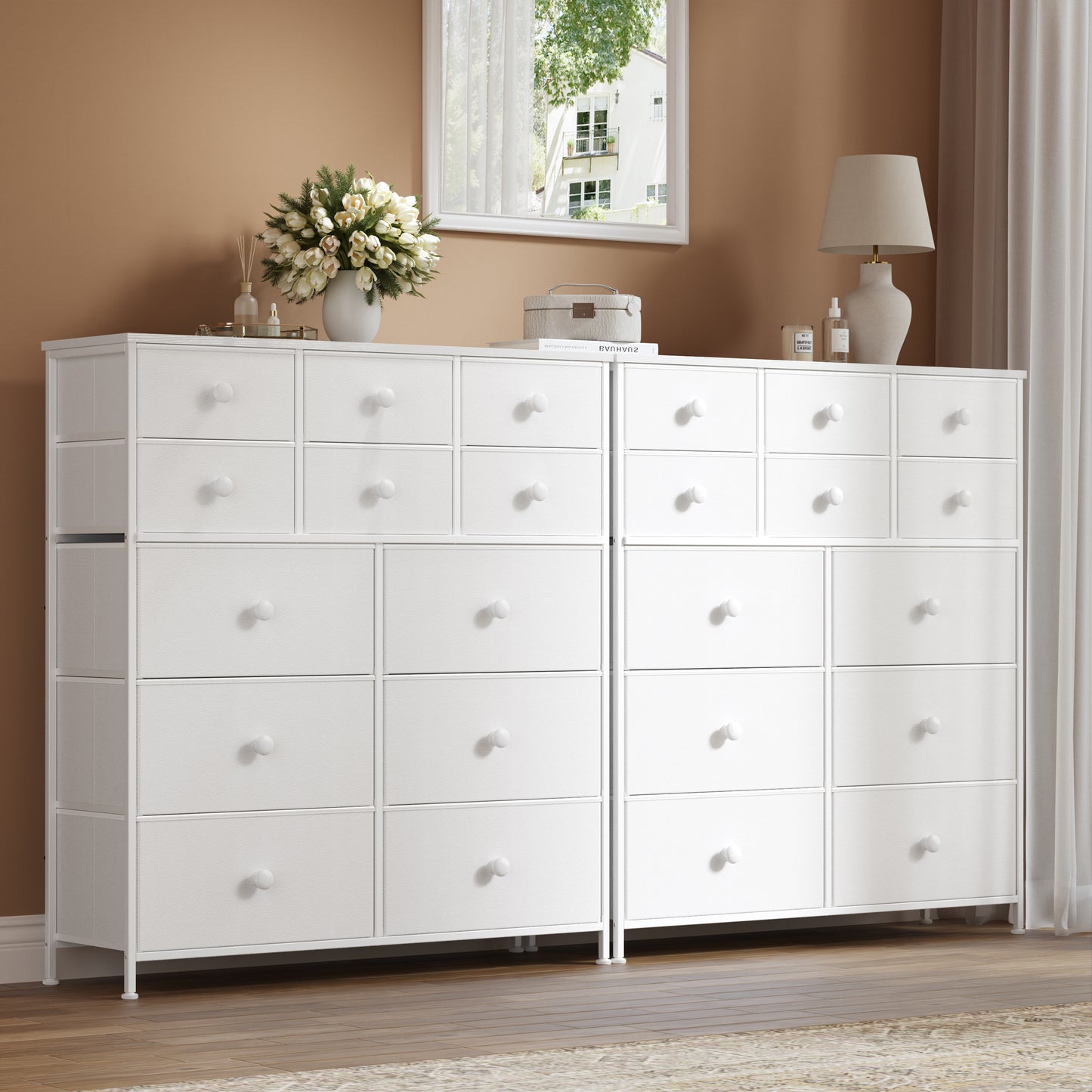 WOWLIVE Dresser 12 Chest of Drawers, Closet with Wooden