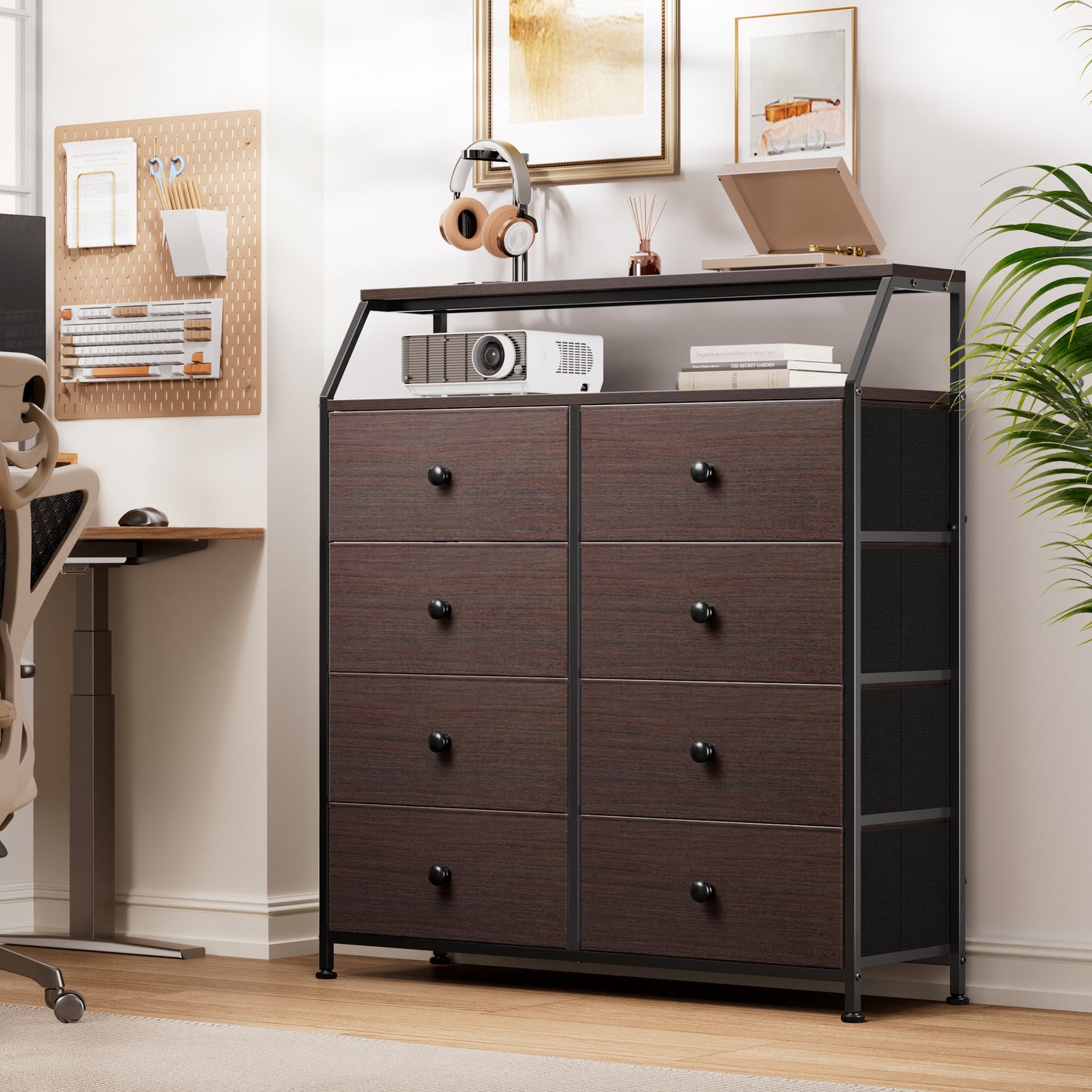 WOWLIVE 8 Drawer Dresser with 2-Tier Open Shelf, Double Chest of Drawer