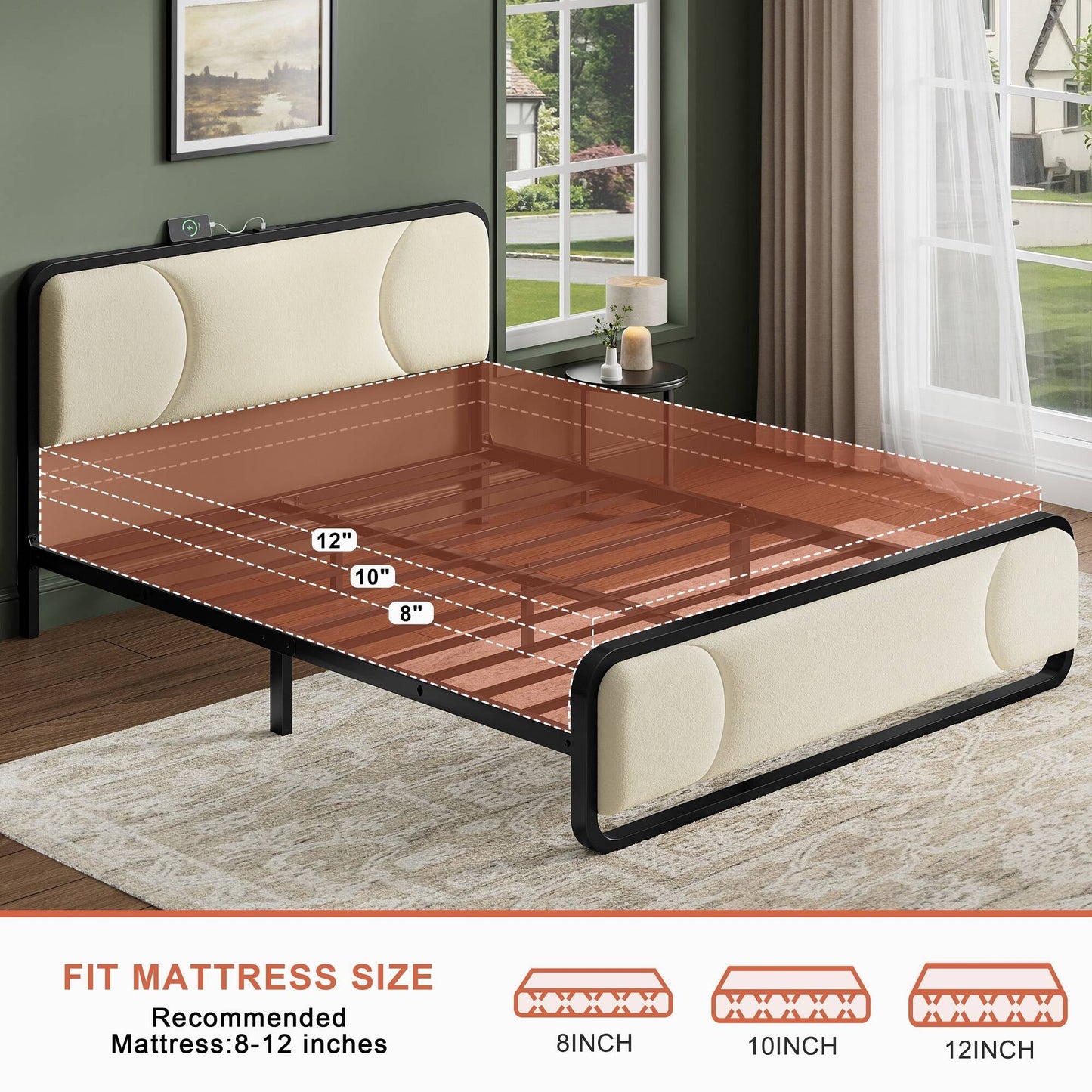 WOWLIVE Full/Queen/King Platform Bed with 2 Storage Drawers, Modern Bed Frame with Charging Station, No Spring Boxing Needed