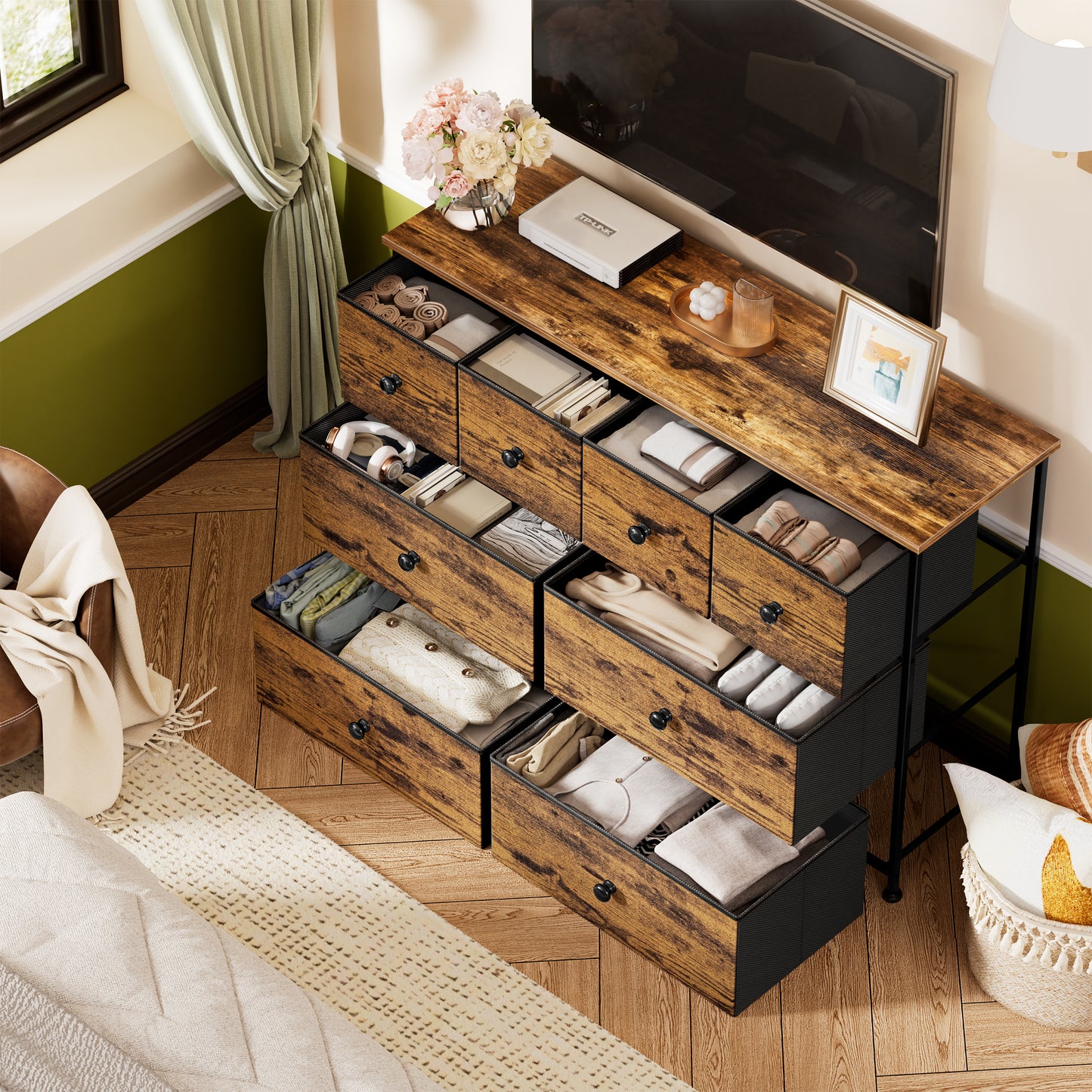 WOWLIVE 8-drawer Dresser, Fabric Storage, Chest of Drawers for Bedroom
