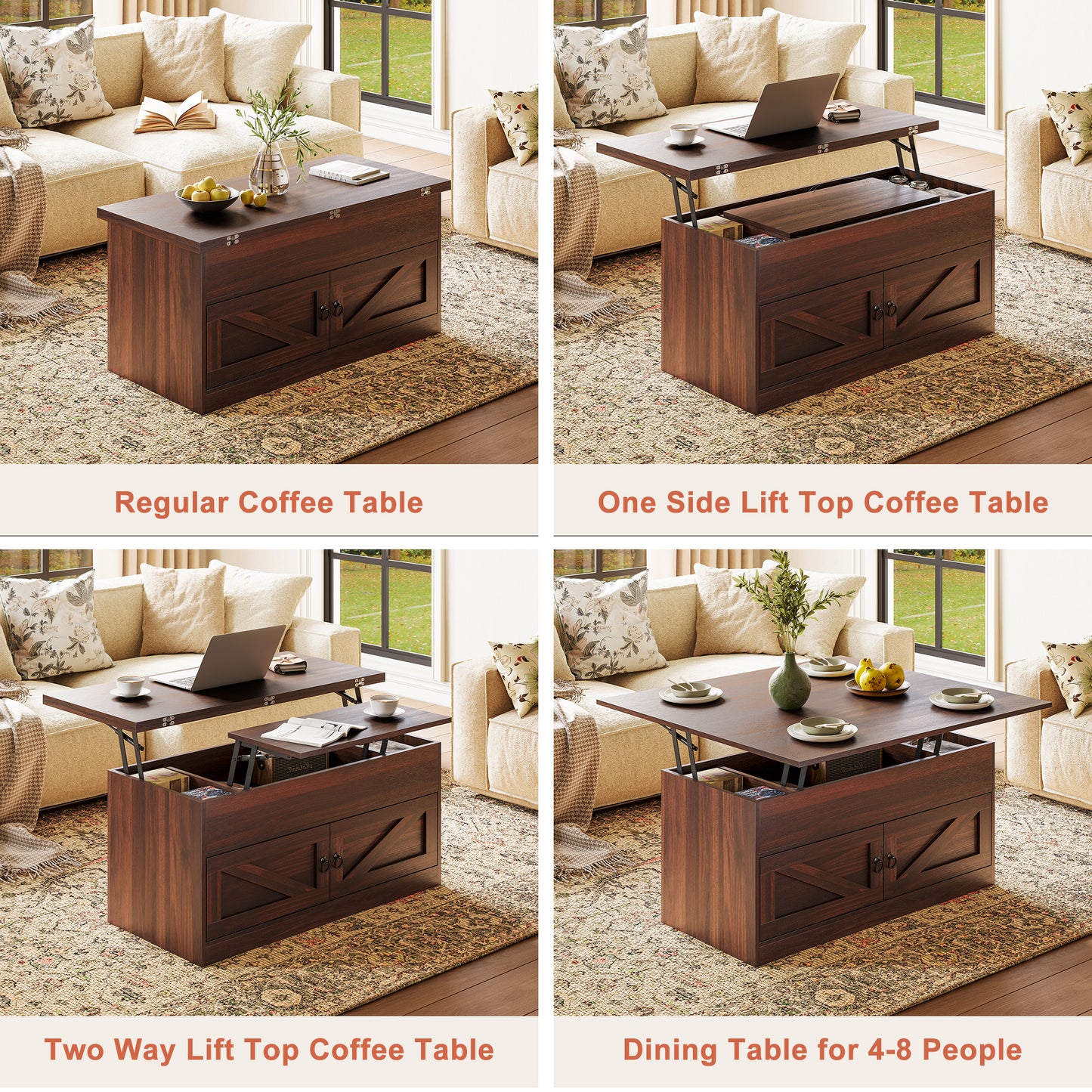 Lift Top Coffee Table with Storage for Living Room Hidden Compartment