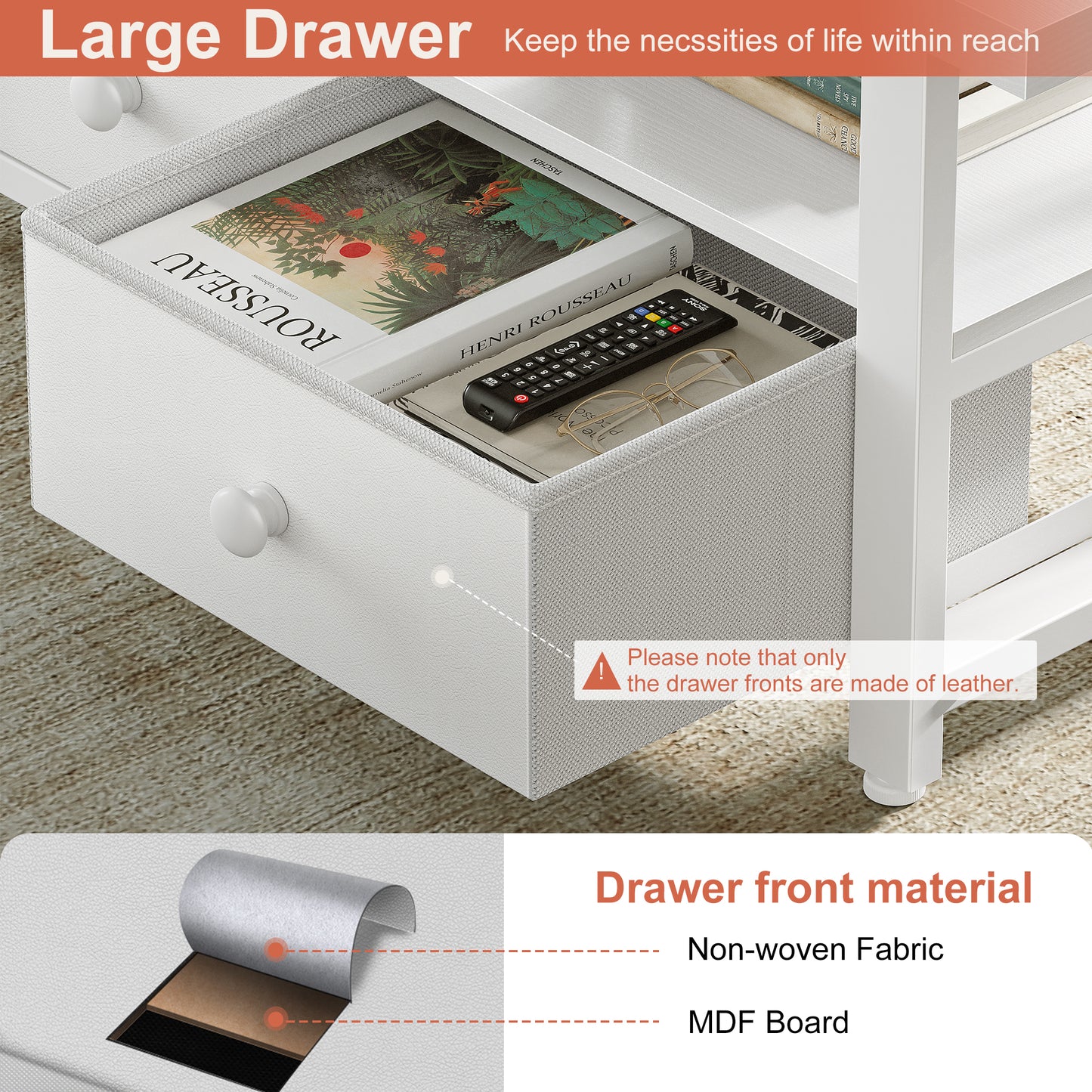 WOWLIVE Farmhouse Wood Coffee Table, Small Cocktail Table with 2 Drawers