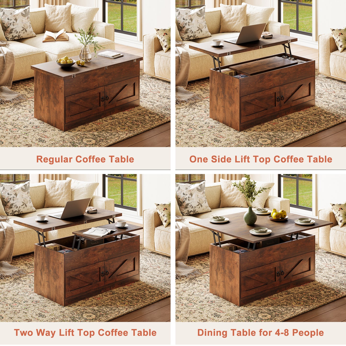 Lift Top Coffee Table with Storage for Living Room Hidden Compartment