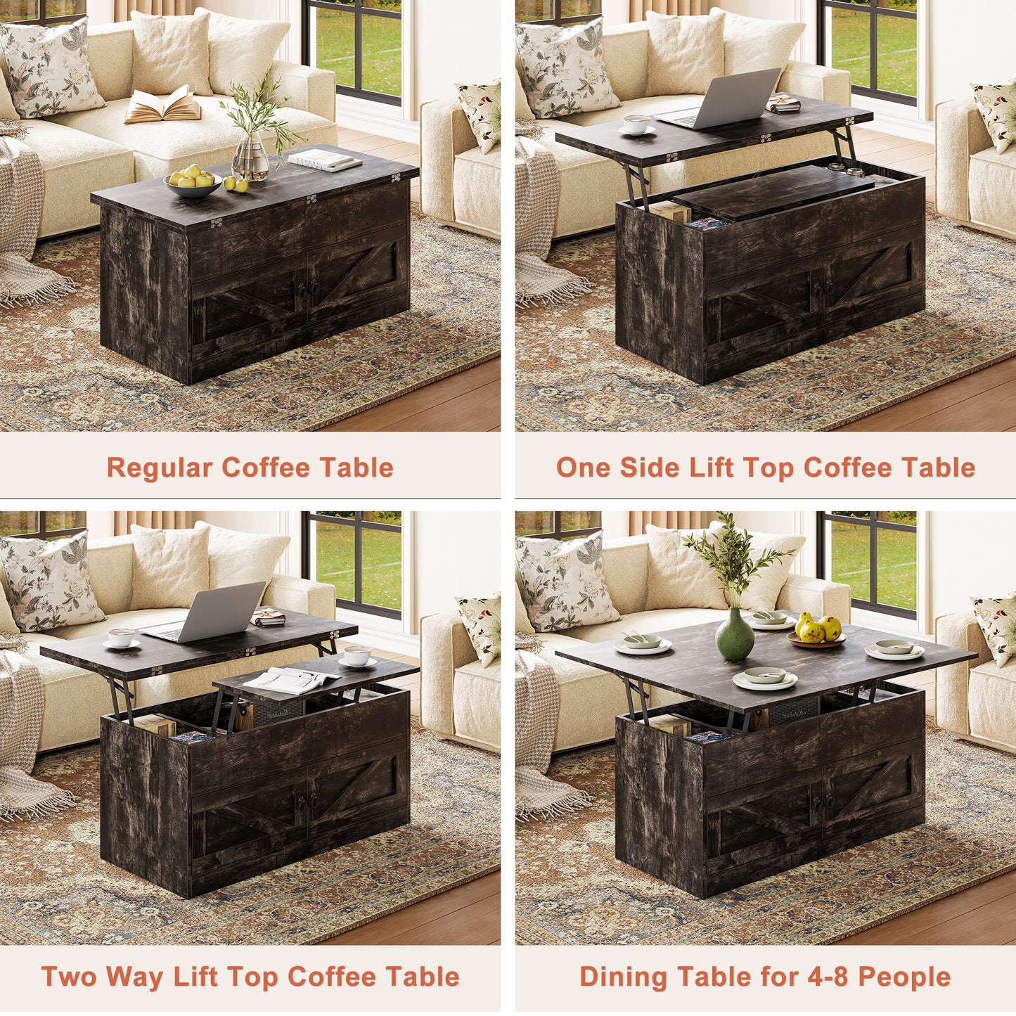 Lift Top Coffee Table with Storage for Living Room Hidden Compartment