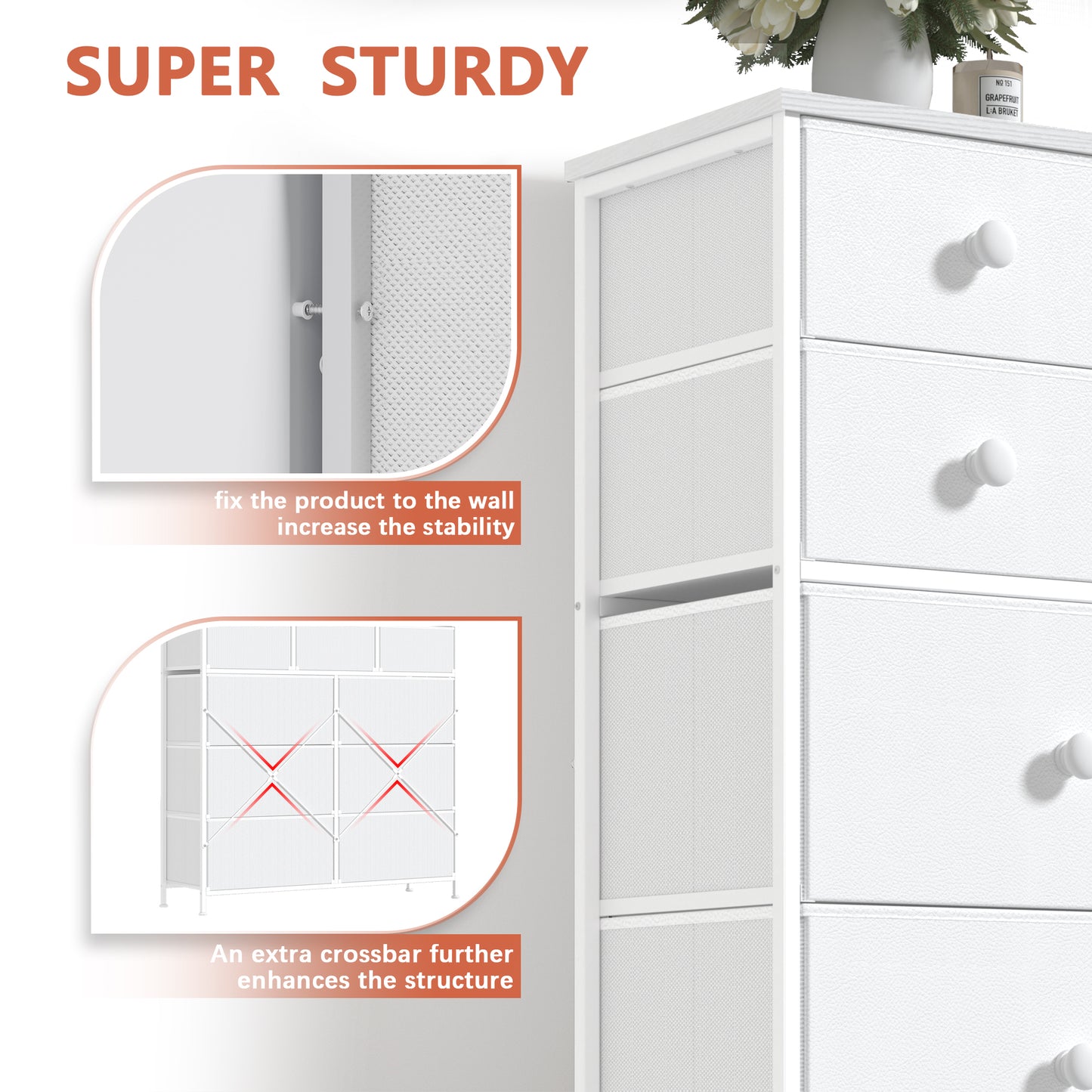 WOWLIVE Dresser 12 Chest of Drawers, Closet with Wooden