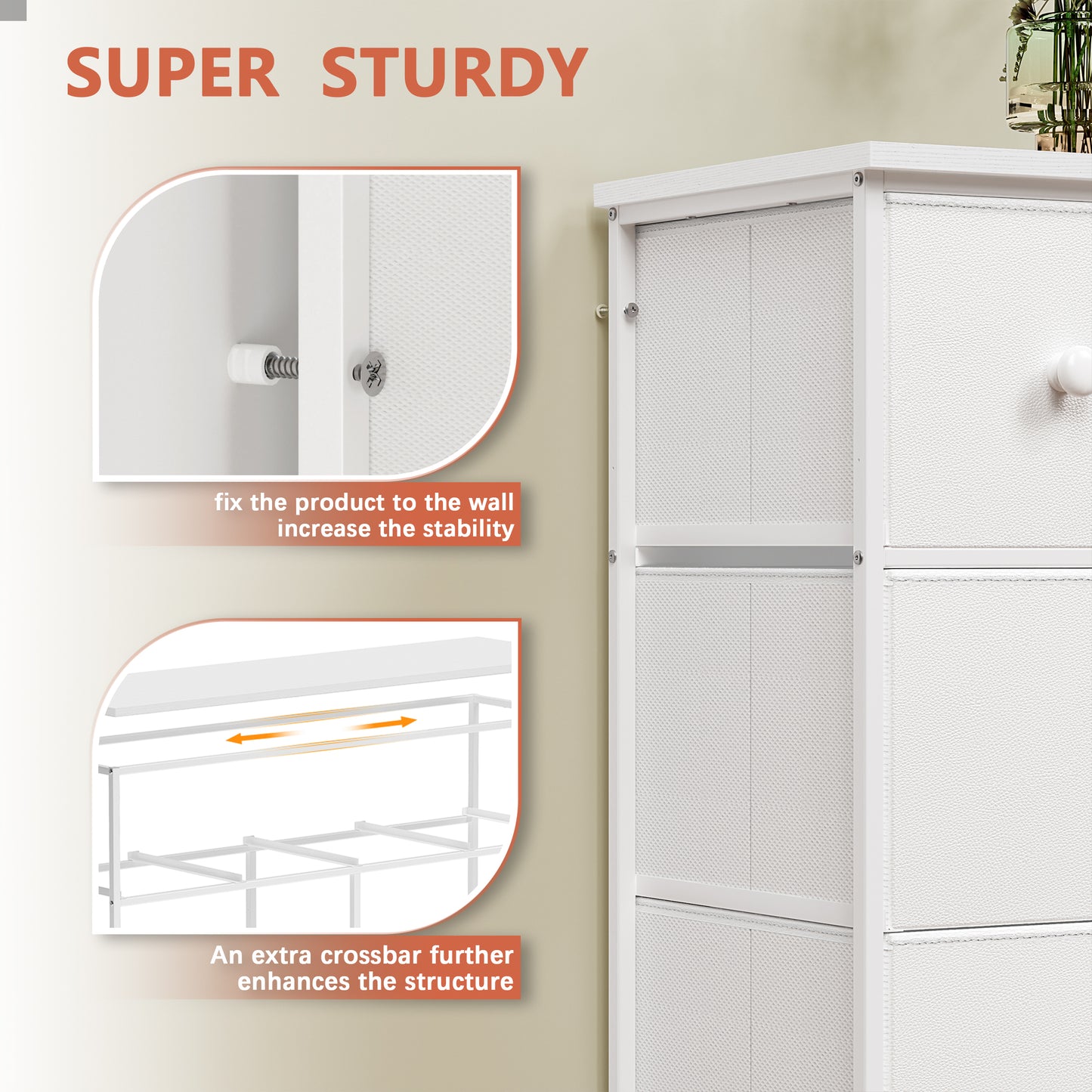 WOWLIVE 8-drawer Dresser, Fabric Storage, Chest of Drawers for Bedroom