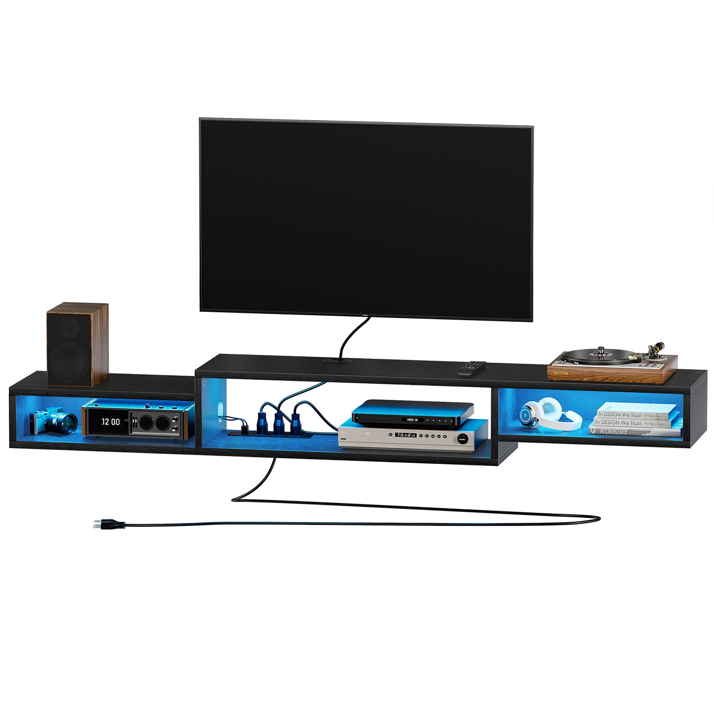 WOWLIVE 60" Floating TV Stand with Electrical Outlets, Media Center