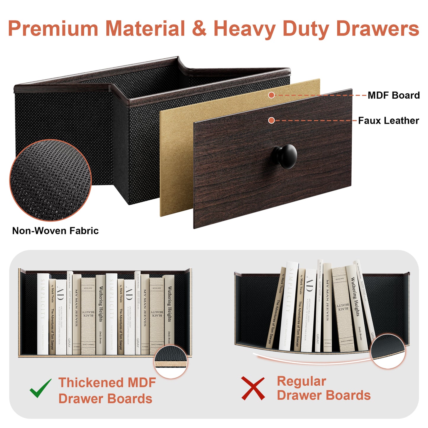 WOWLIVE 5 - Drawer Dresser With 2-Tier Open Shelf, Dresser With Power Outlet & LED, 40.2"H Dresser For Bedroom