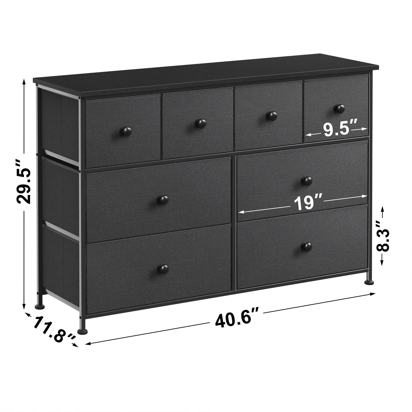 WOWLIVE 8-drawer Dresser, Fabric Storage, Chest of Drawers for Bedroom