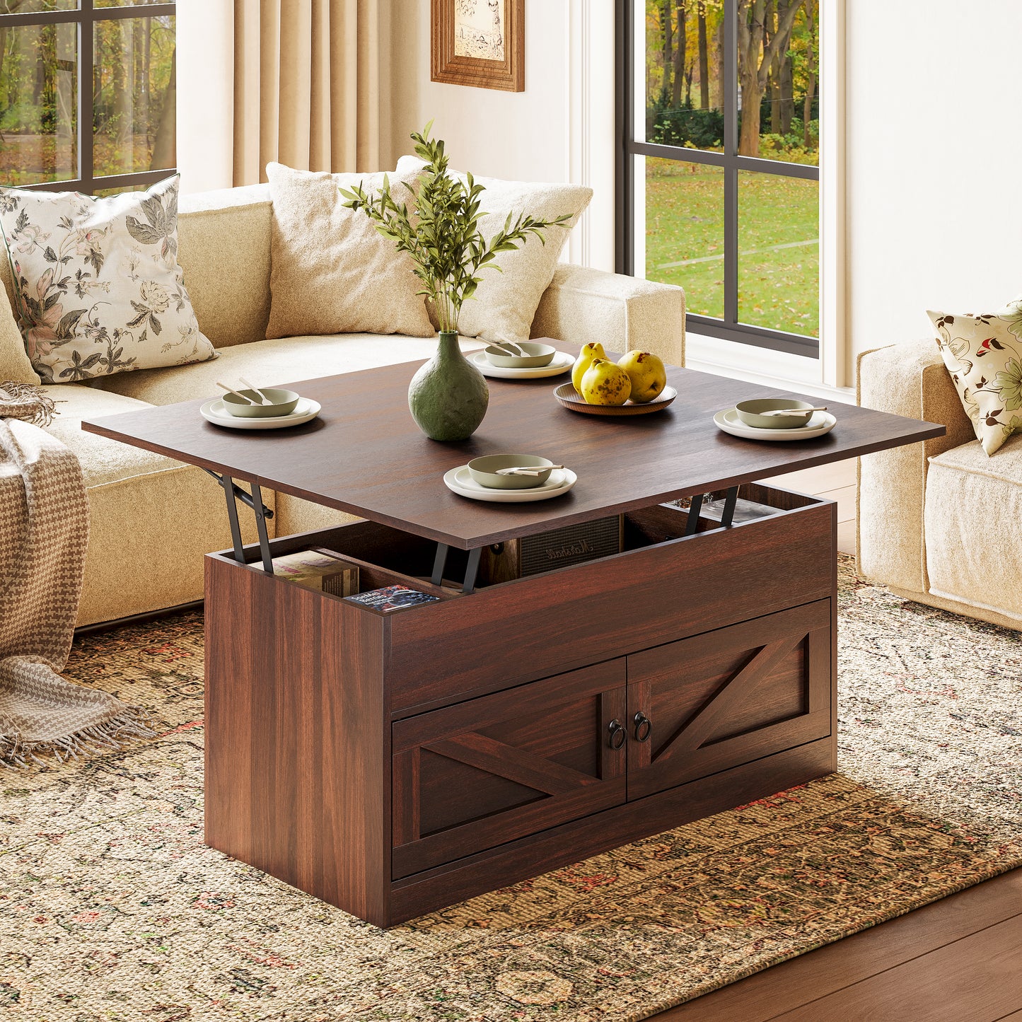Lift Top Coffee Table with Storage for Living Room Hidden Compartment