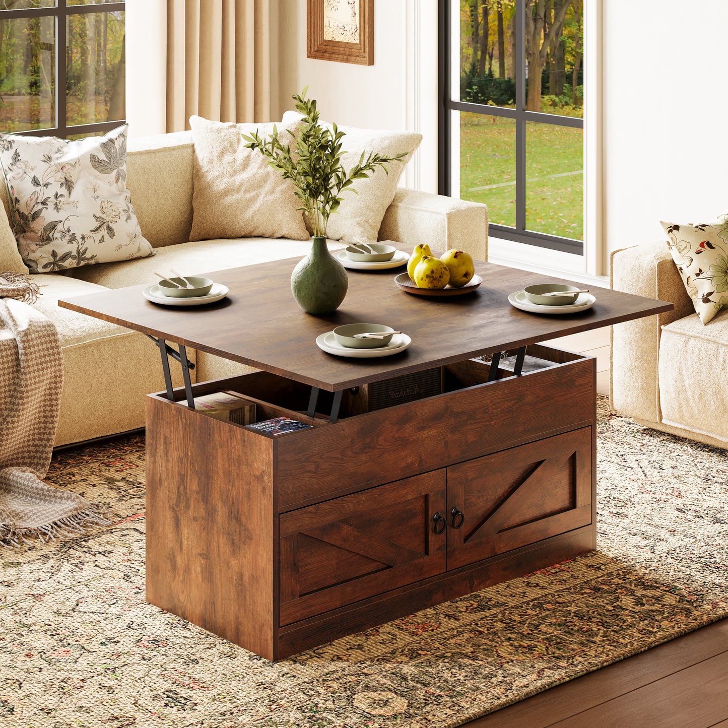 Lift Top Coffee Table with Storage for Living Room Hidden Compartment