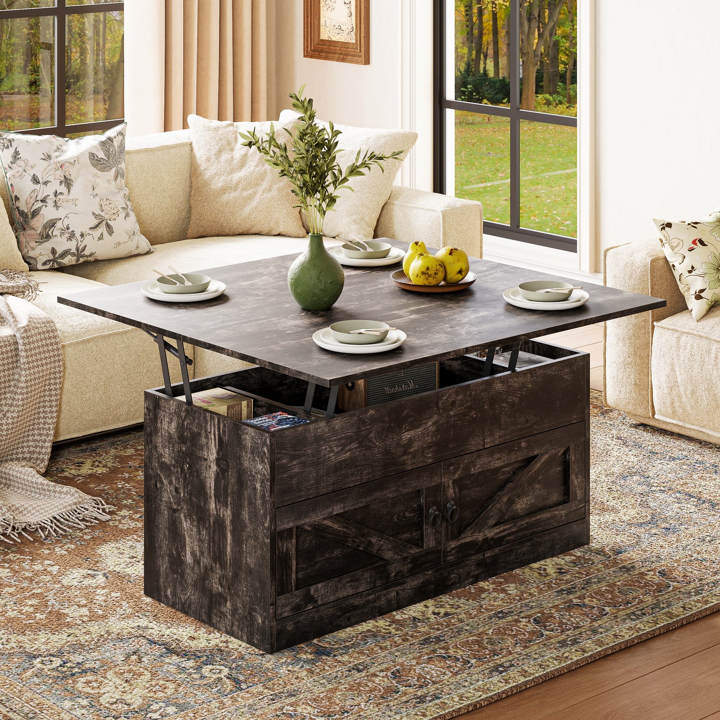 Lift Top Coffee Table with Storage for Living Room Hidden Compartment