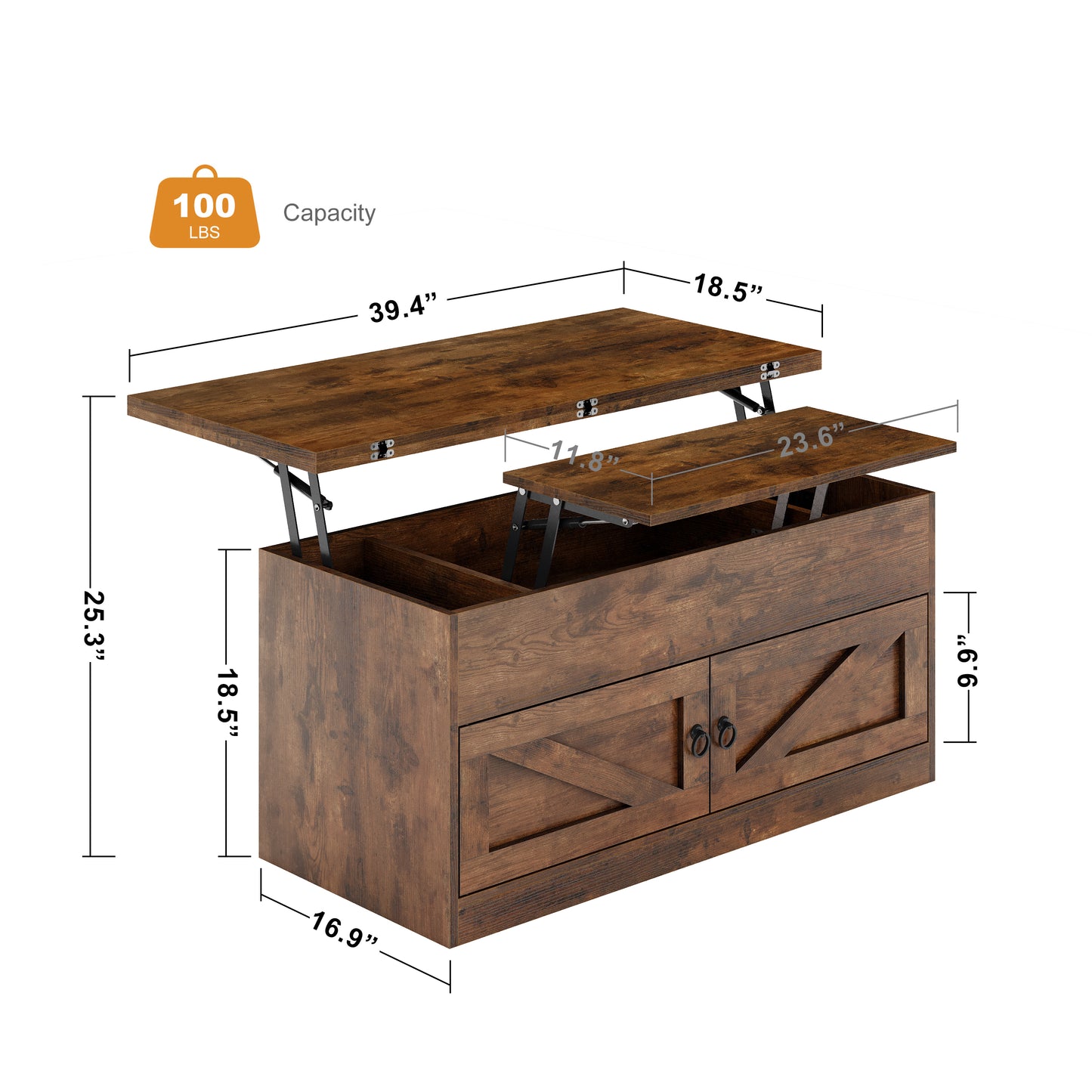 Lift Top Coffee Table with Storage for Living Room Hidden Compartment