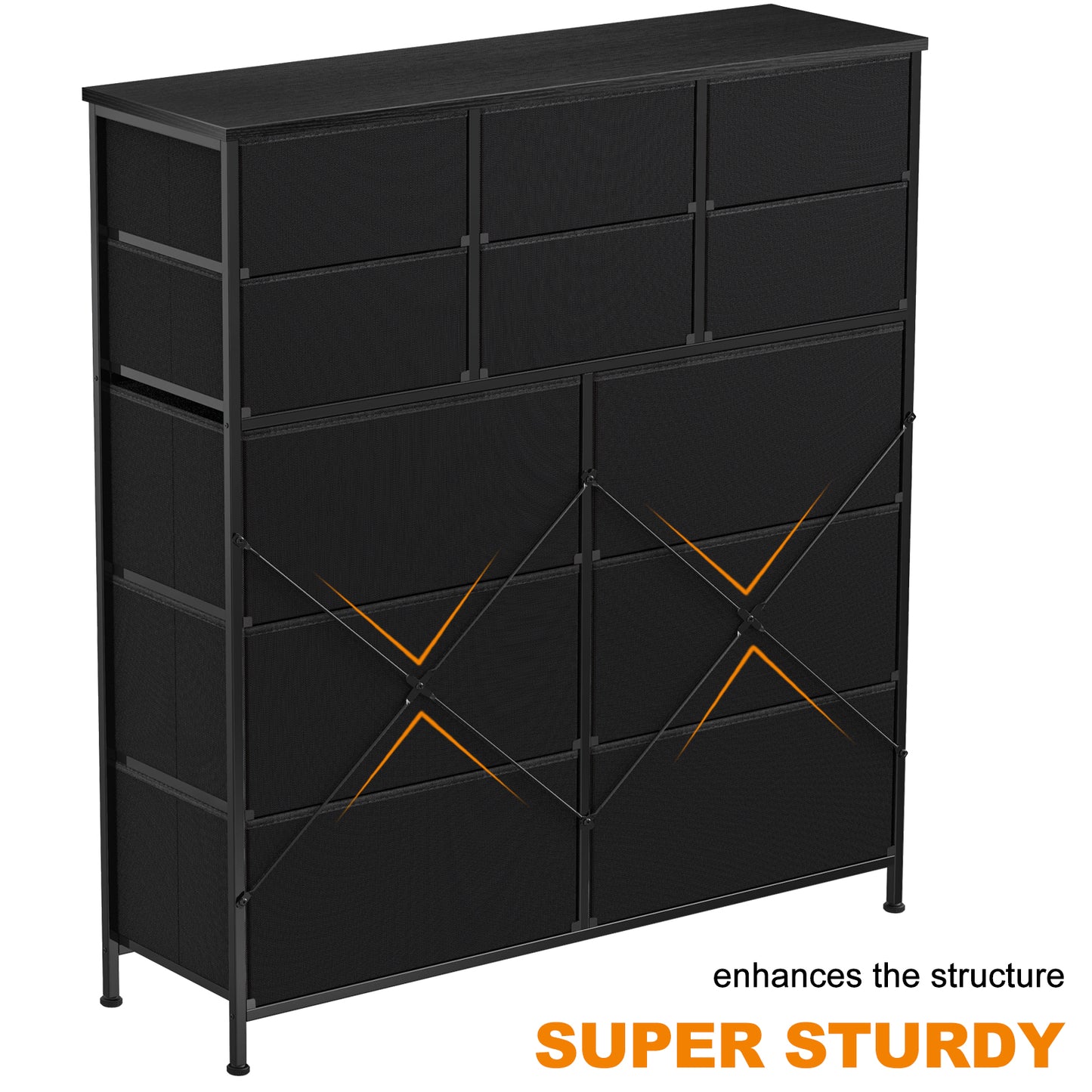 WOWLIVE Dresser 12 Chest of Drawers, Closet with Wooden