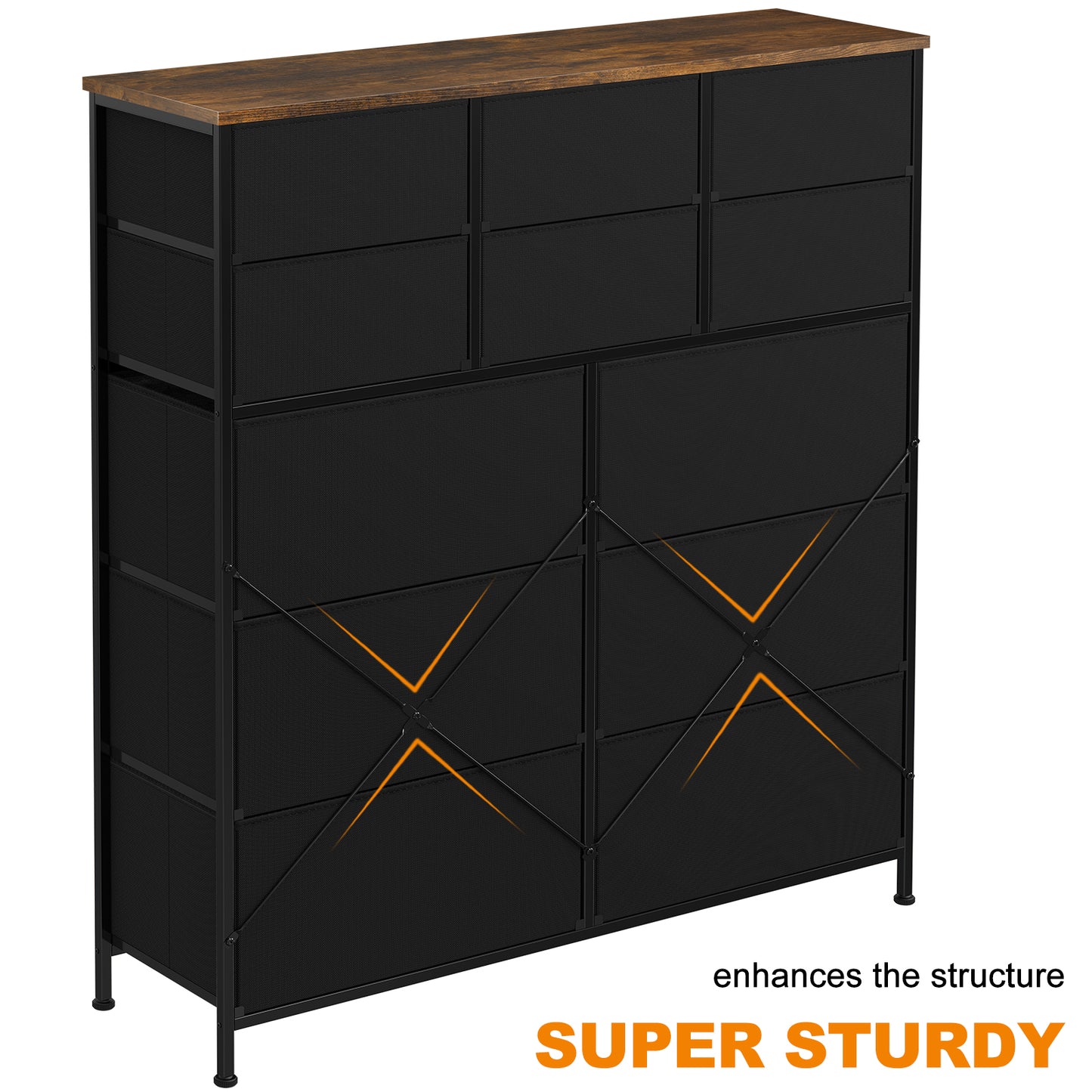 WOWLIVE Dresser 12 Chest of Drawers, Closet with Wooden