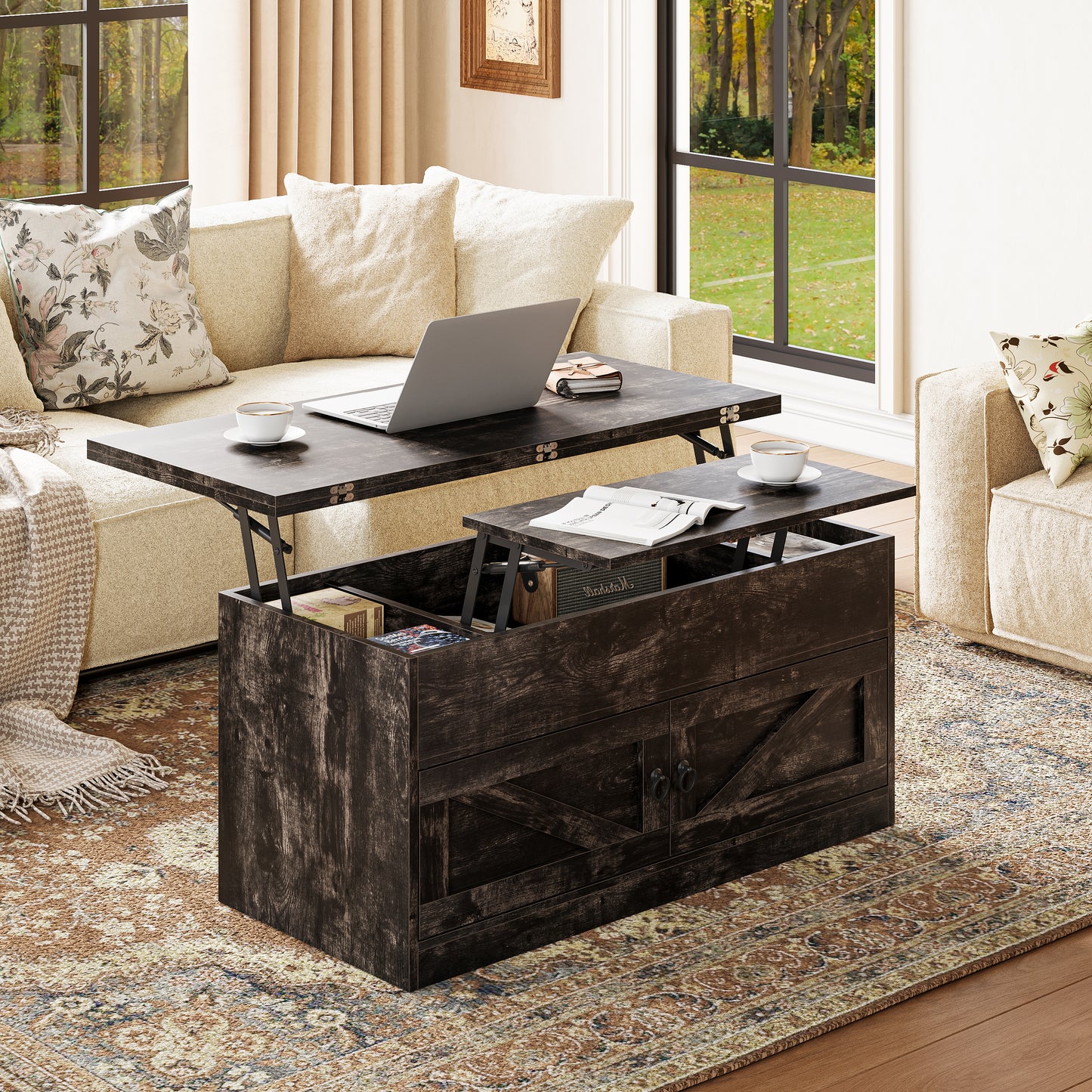 Lift Top Coffee Table with Storage for Living Room Hidden Compartment