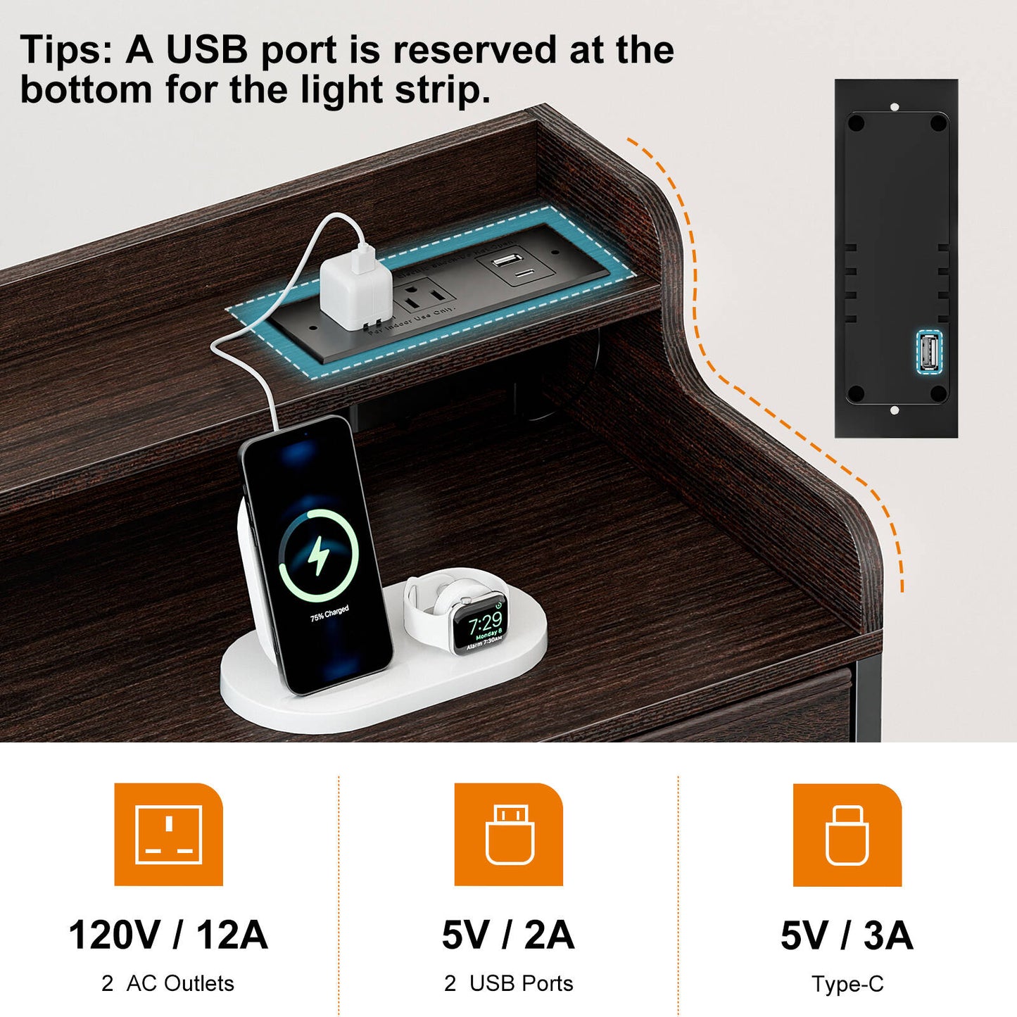 WOWLIVE Dresser for Bedroom with Charging Station and LED Lights, 6 Drawers Dresser TV Stand with Wooden Top, Tall Fabric Chest of Drawer with Sturdy Frame for Closet