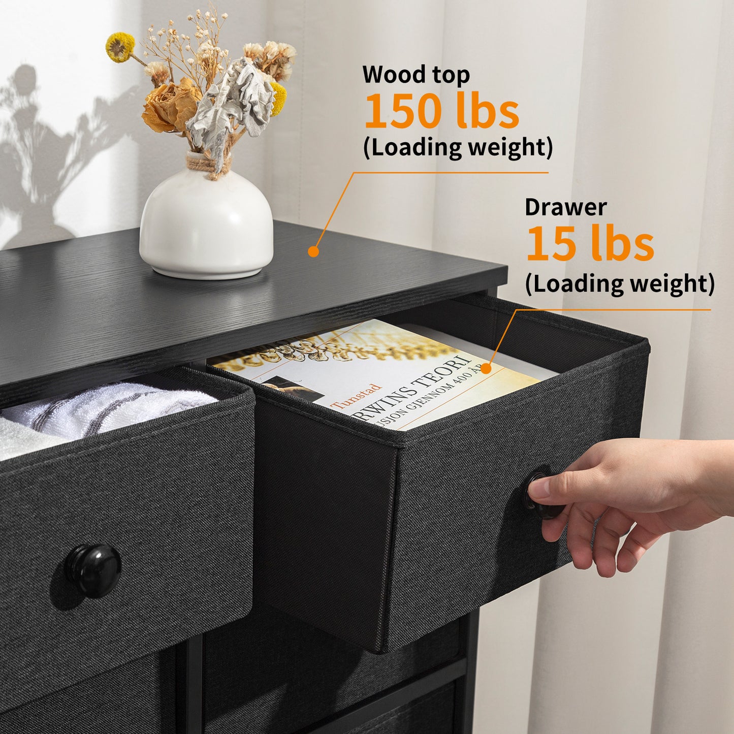 WOWLIVE Dresser 12 Chest of Drawers, Closet with Wooden