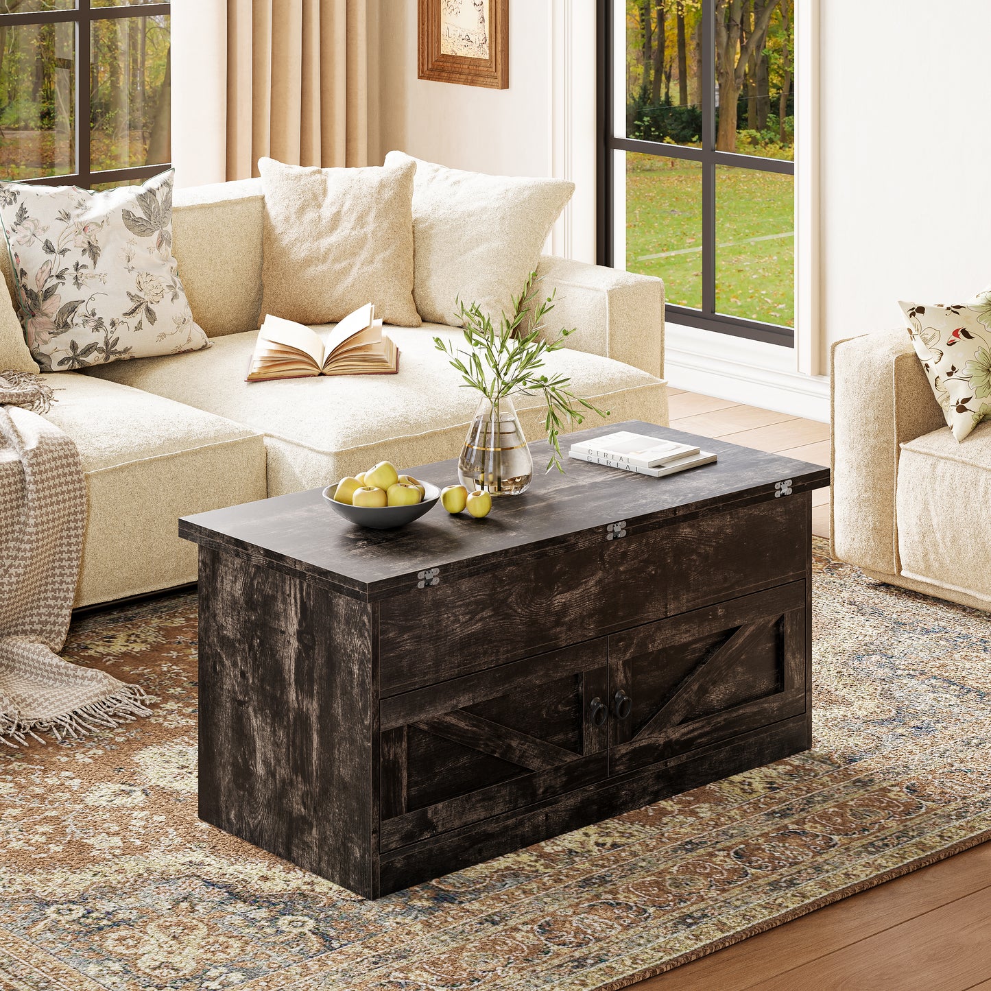 Lift Top Coffee Table with Storage for Living Room Hidden Compartment