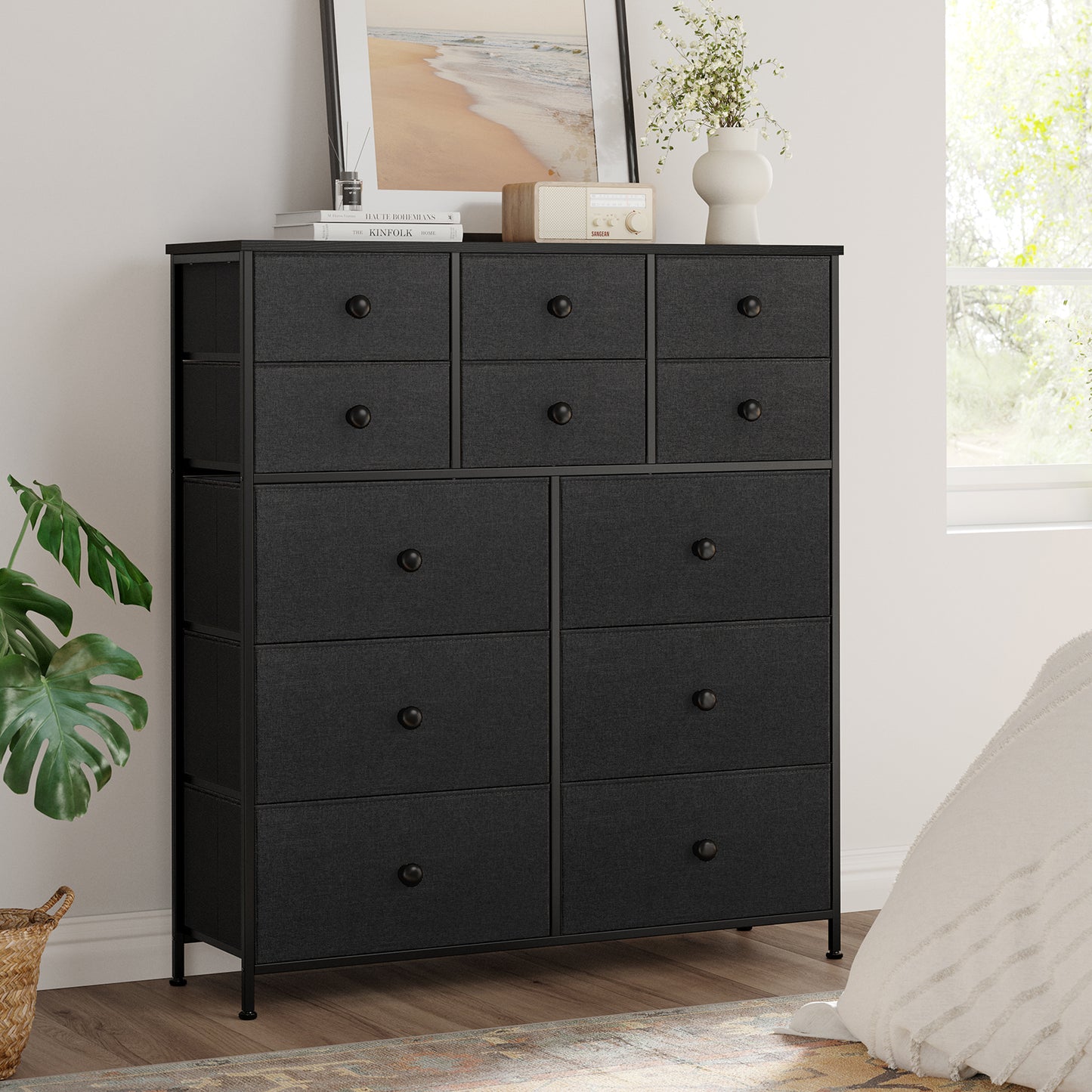 WOWLIVE Dresser 12 Chest of Drawers, Closet with Wooden