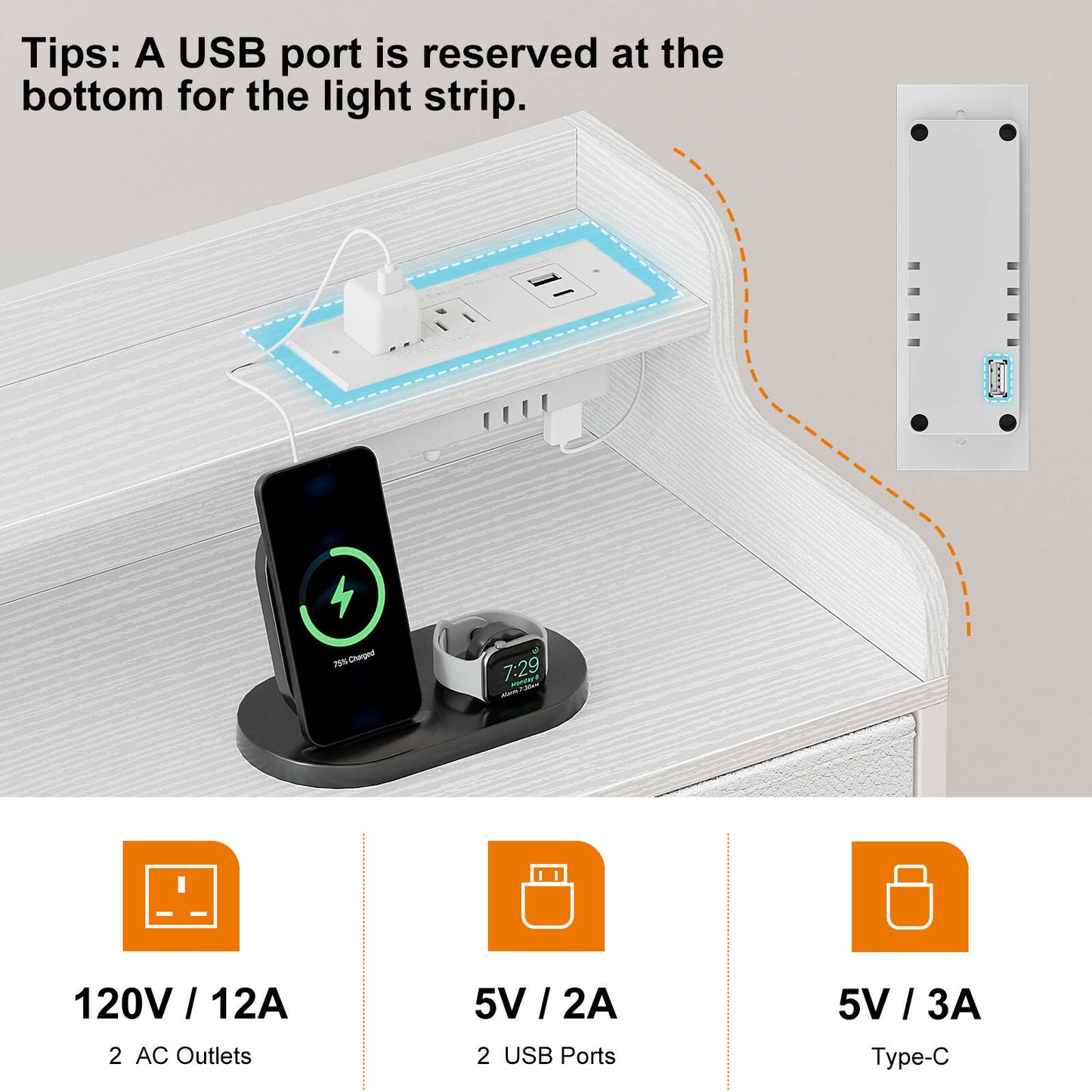 WOWLIVE Dresser for Bedroom with Charging Station and LED Lights, 6 Drawers Dresser TV Stand with Wooden Top, Tall Fabric Chest of Drawer with Sturdy Frame for Closet