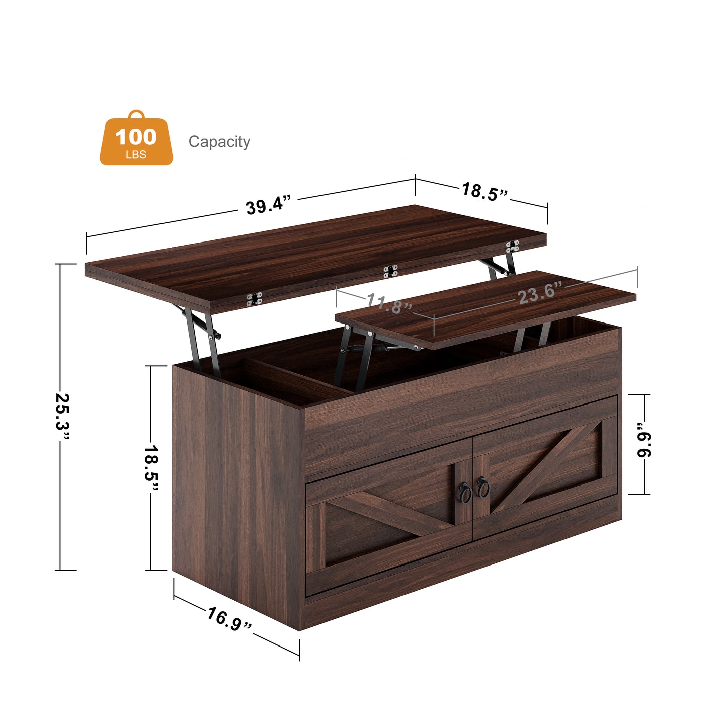 Lift Top Coffee Table with Storage for Living Room Hidden Compartment