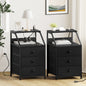 WOWLIVE Nightstands with 3 Drawers & Outlets, Bedside Tables with 2 USB Ports & 2-Tier Open Shelf