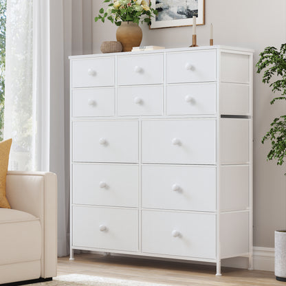 WOWLIVE Dresser 12 Chest of Drawers, Closet with Wooden