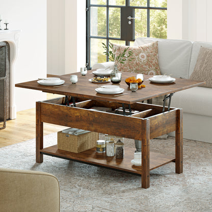 WOWLIVE Lift Top Coffee Table,  4-in-1 Multi-Function and Large Coffee Table with Storage