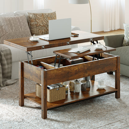 WOWLIVE Lift Top Coffee Table,  4-in-1 Multi-Function and Large Coffee Table with Storage