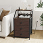 WOWLIVE Nightstands with 3 Drawers & Outlets, Bedside Tables with 2 USB Ports & 2-Tier Open Shelf