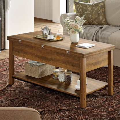 WOWLIVE Lift Top Coffee Table,  4-in-1 Multi-Function and Large Coffee Table with Storage