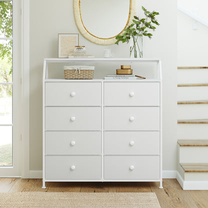 WOWLIVE 8 Drawer Dresser with 2-Tier Open Shelf, Double Chest of Drawer
