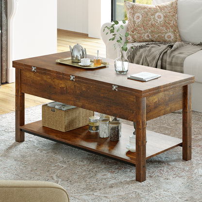 WOWLIVE Lift Top Coffee Table,  4-in-1 Multi-Function and Large Coffee Table with Storage