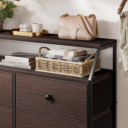 WOWLIVE 8 Drawer Dresser with 2-Tier Open Shelf, Double Chest of Drawer