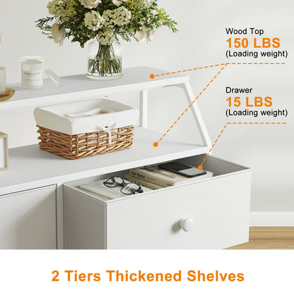 WOWLIVE 8 Drawer Dresser with 2-Tier Open Shelf, Double Chest of Drawer