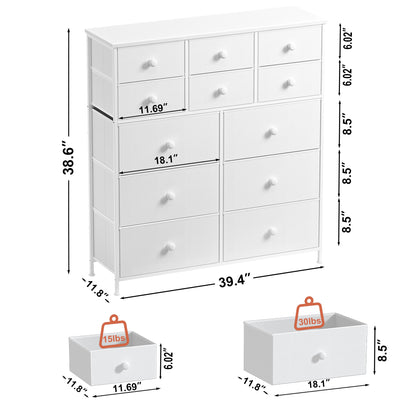 WOWLIVE Dresser 12 Chest of Drawers, Closet with Wooden