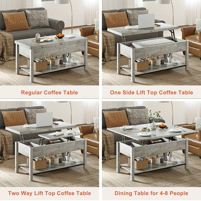 WOWLIVE Lift Top Coffee Table,  4-in-1 Multi-Function and Large Coffee Table with Storage