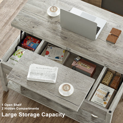 WOWLIVE Lift Top Coffee Table,  4-in-1 Multi-Function and Large Coffee Table with Storage