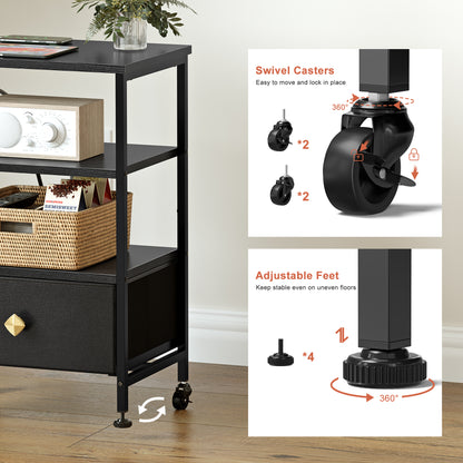 WOWLIVE 23.5in Nightstand with Drawer & Outlets, Modern Bedside Table