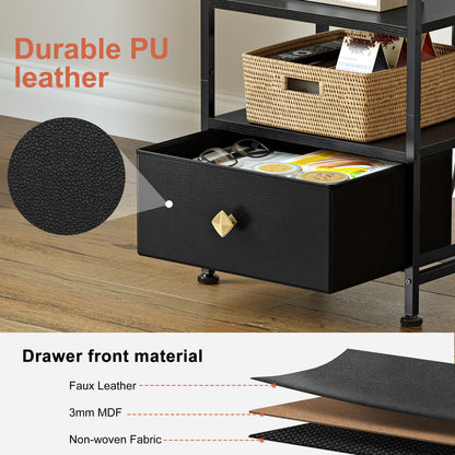 WOWLIVE 23.5in Nightstand with Drawer & Outlets, Modern Bedside Table