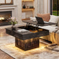 WOWLIVE Lift Top Coffee Table With Hidden Storage & LED light Strip