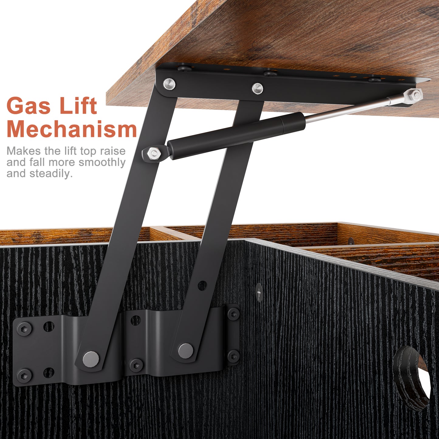 WOWLIVE Lift Top Coffee Table With Hidden Storage & LED light Strip