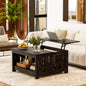 WOWLIVE Lift Top Farmhouse Coffee Table with Storage, Wood Cocktail Table