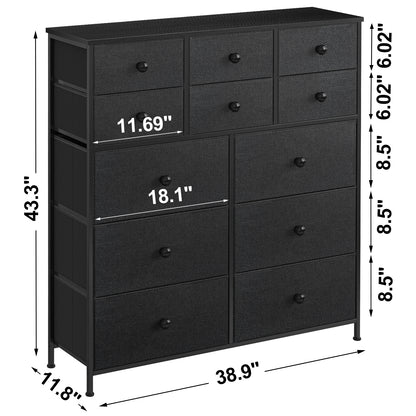 WOWLIVE Dresser 12 Chest of Drawers, Closet with Wooden