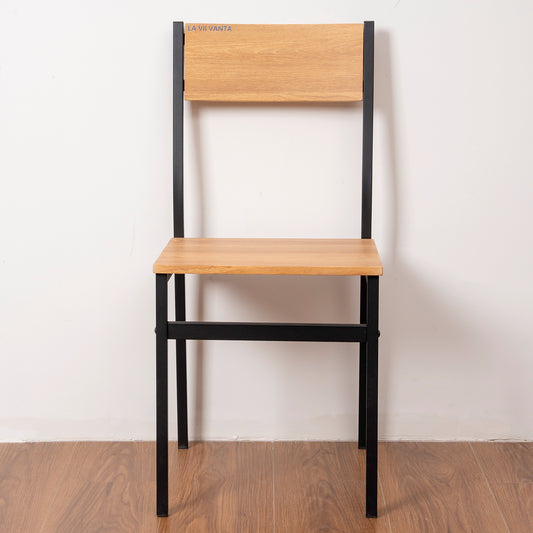 LA VII VANTA Dining Chair,Rustic Wood Chairs with Metal Steel Frame