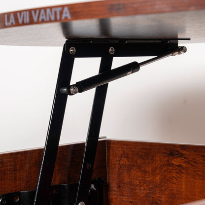 LA VII VANTA Lift-Top Wood Coffee Table,  Small Round Cocktail Table with Storage and Hidden Compartment for Living Room